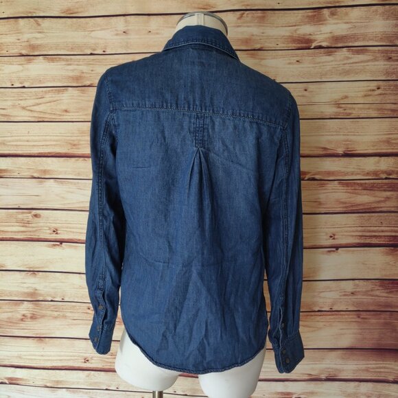 Merona Lightweight Dark Wash Denim Button Down - Picture 2 of 4